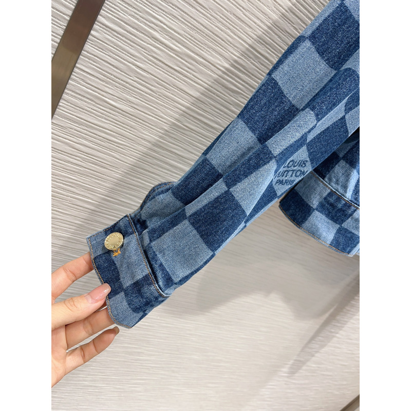 l**is V*t*n damier denim jacket blue