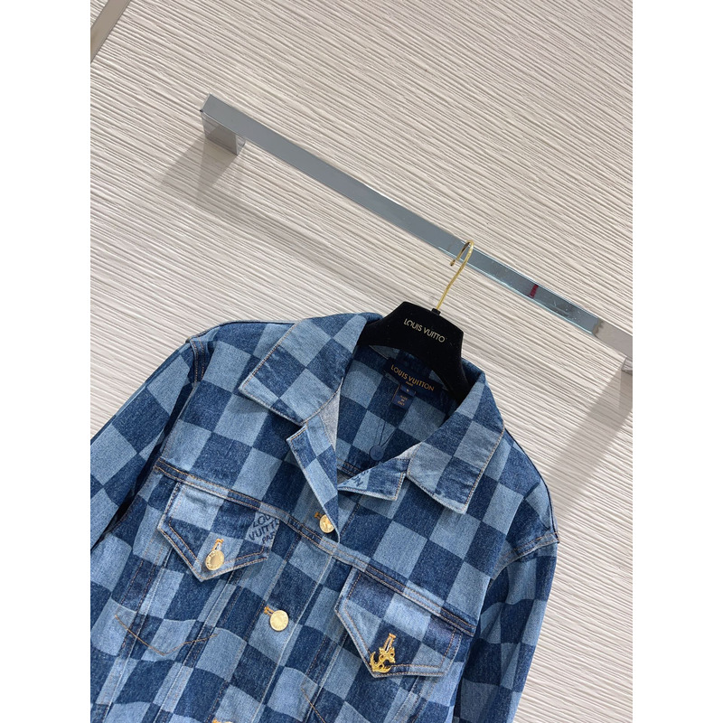 l**is V*t*n damier denim jacket blue