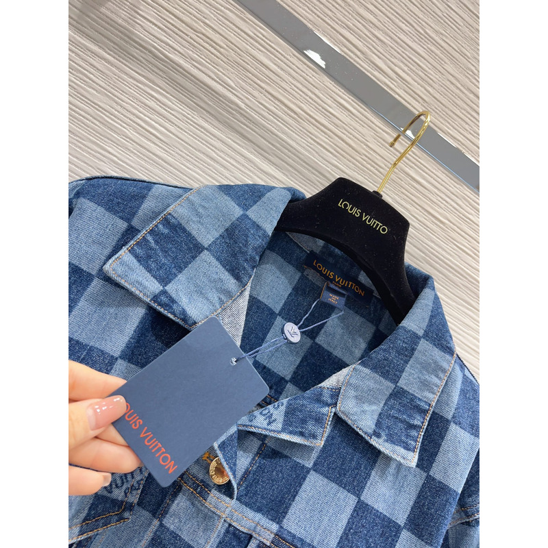 l**is V*t*n damier denim jacket blue