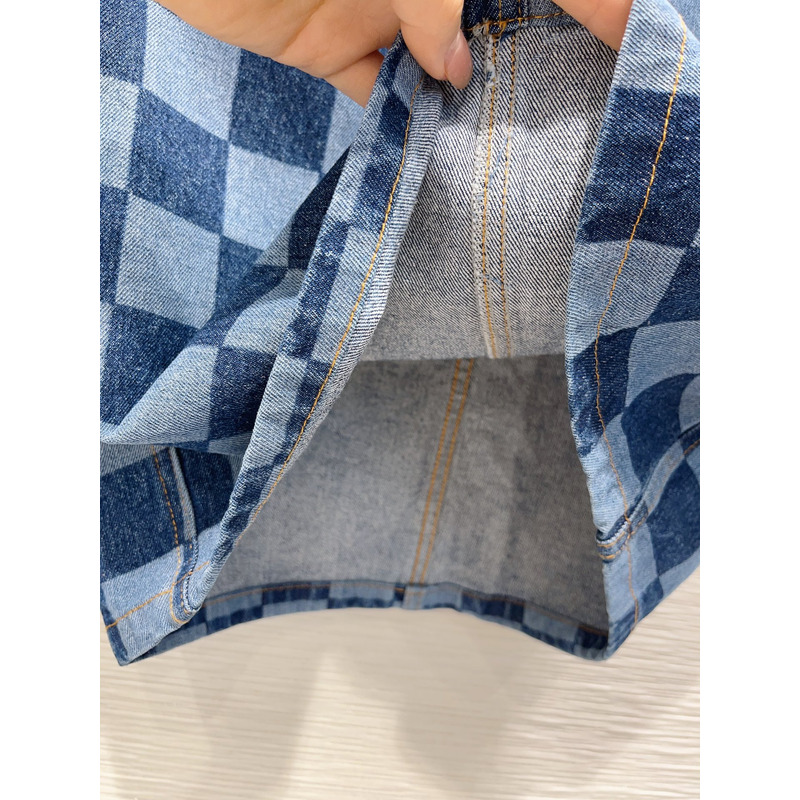 l**is V*t*n damier denim skirt blue