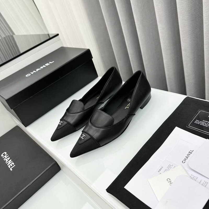 Ch*el loafers sheepskin black