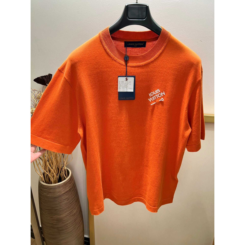 l**is V*t*n t-shirt with lv patch orange