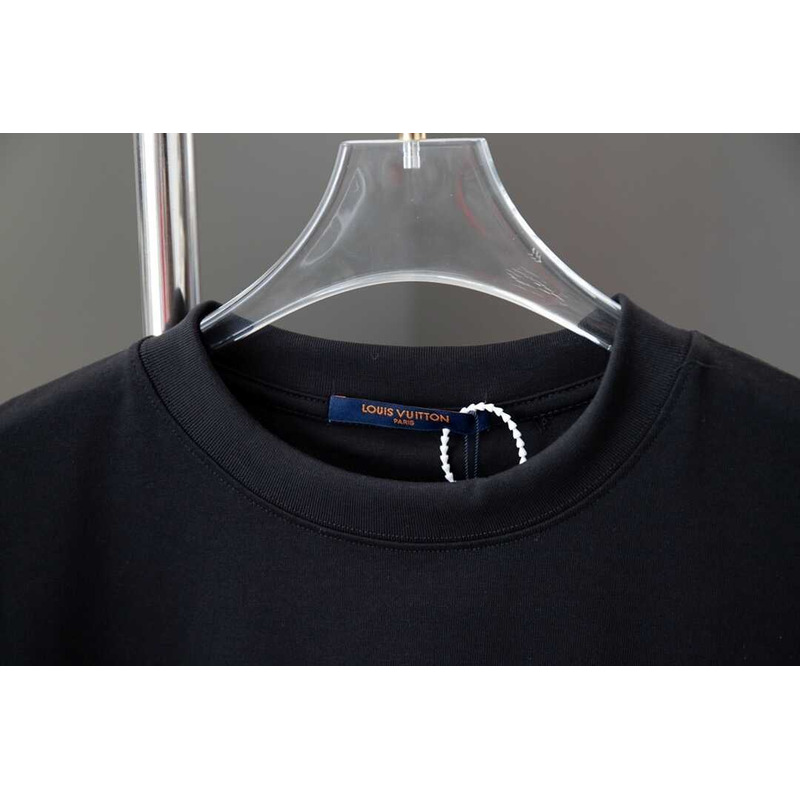 l**is V*t*n cotton pique t-shirt with embroidered lv patch black