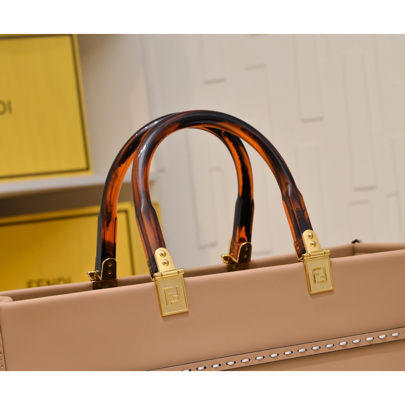 F**di sunshine medium tote bag light brown leather