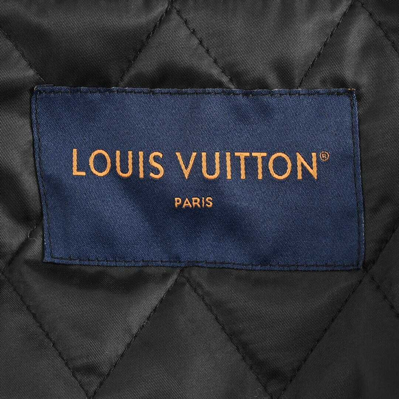 l**is V*t*n leather and nylon blouson jacket black and white