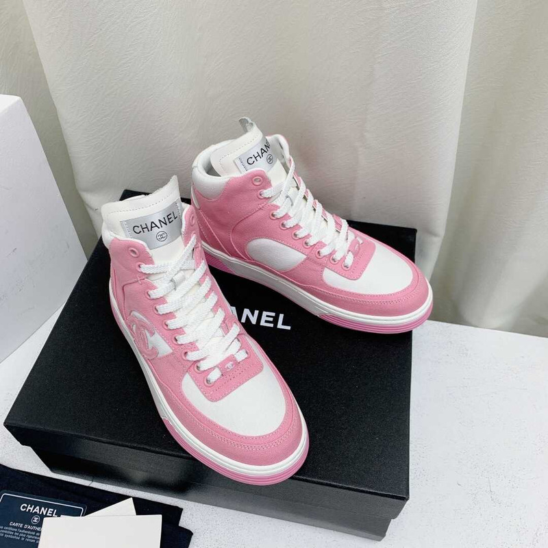 Ch*el trianers high top cotton pink