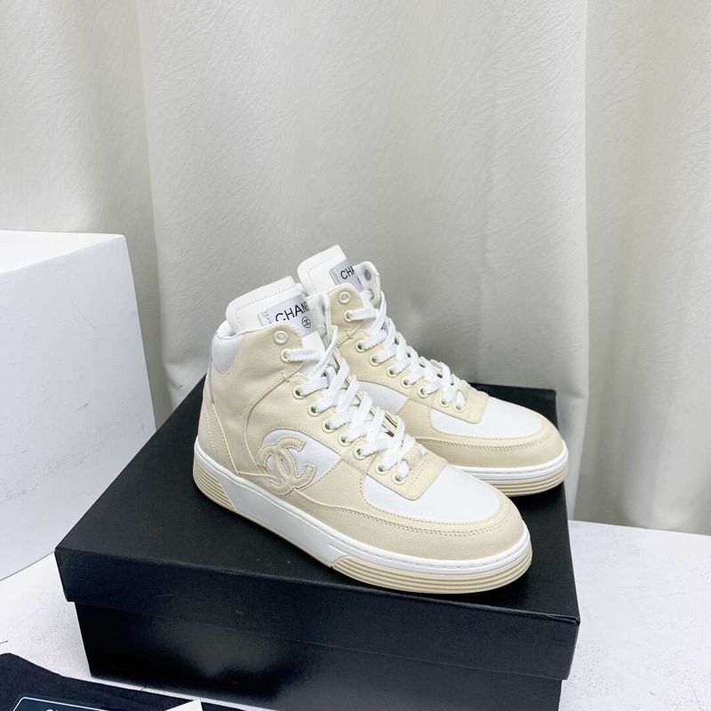 Ch*el trianers high top cotton light yellow