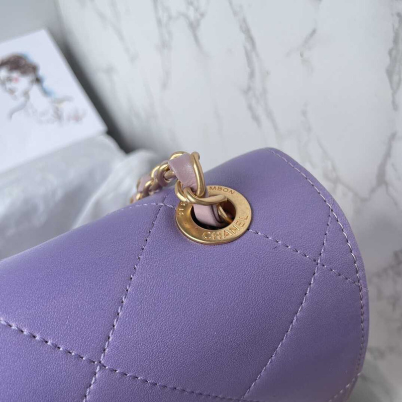 Ch*el maxi hobo bag calfskin purple
