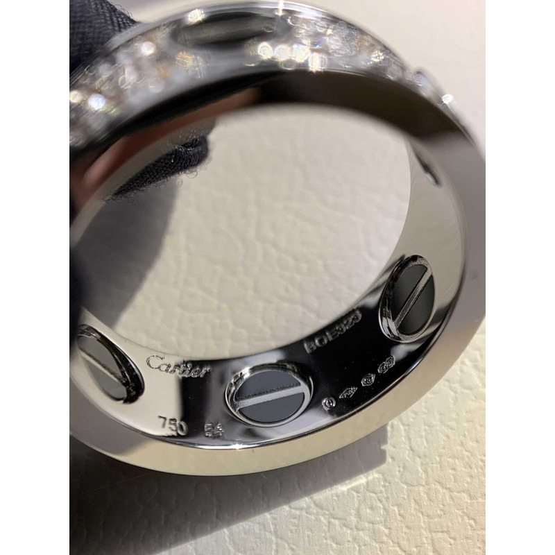 cartier white gold love Di*m*nd and ceramic ring in silver