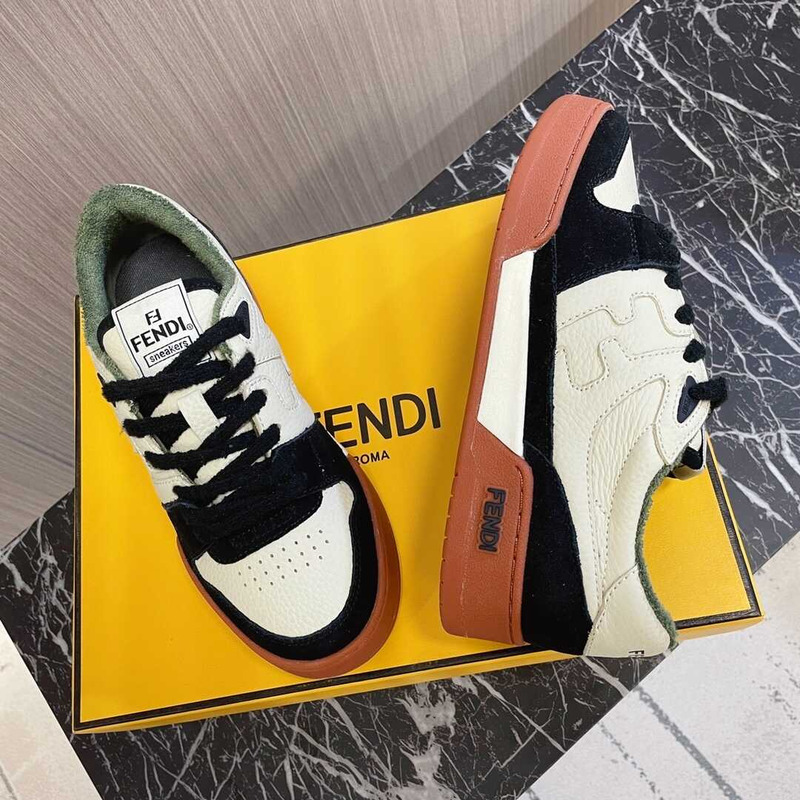 F**di match low top sneakers black white