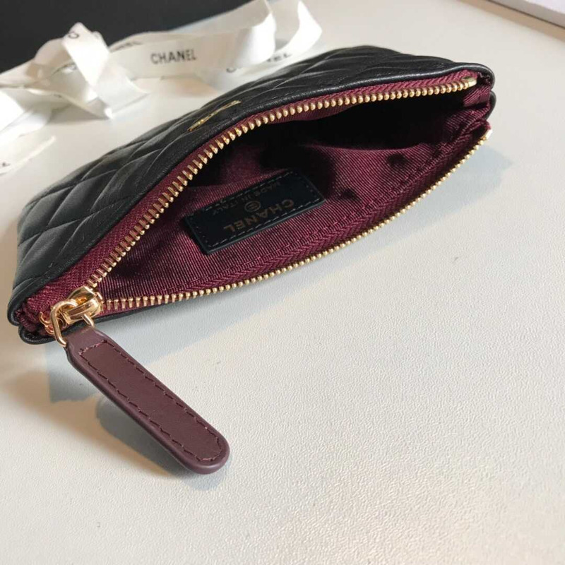 Ch*el lambskin wallet black