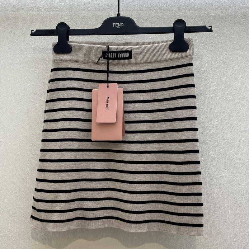 Miu Miu Cotton T-shirt And Mini Skirt Limestone/Black