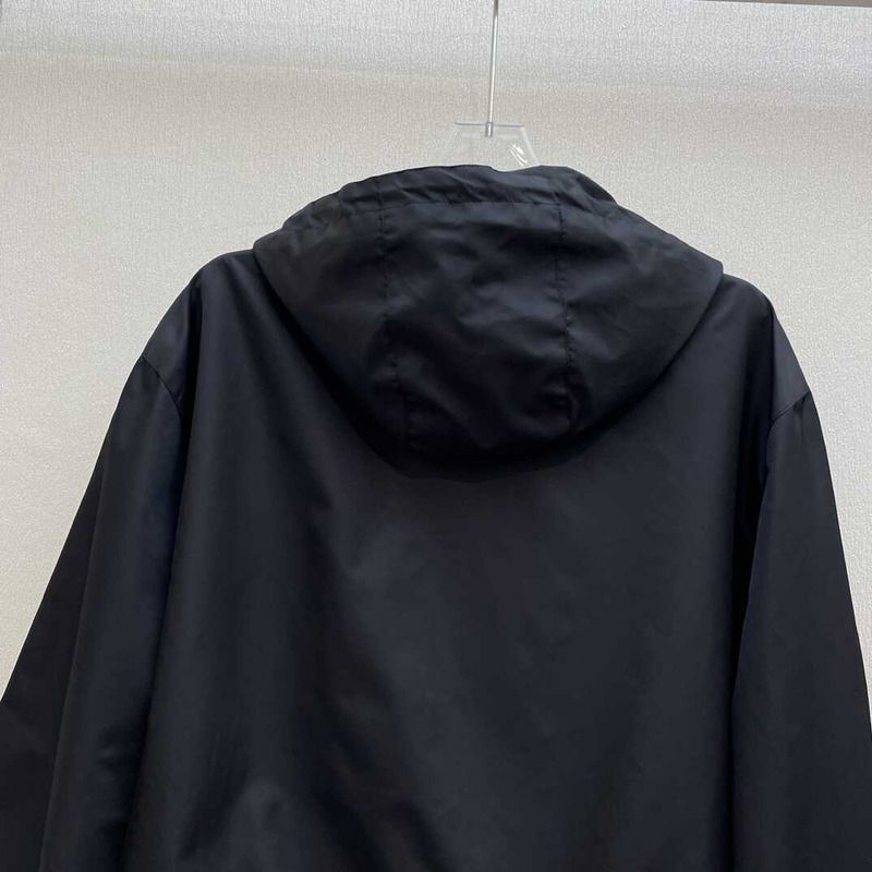 Pra*a re-nylon hooded track jacket black