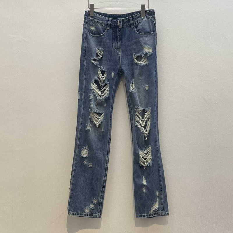 Givenchy Straight-Leg Distressed Jeans Blue