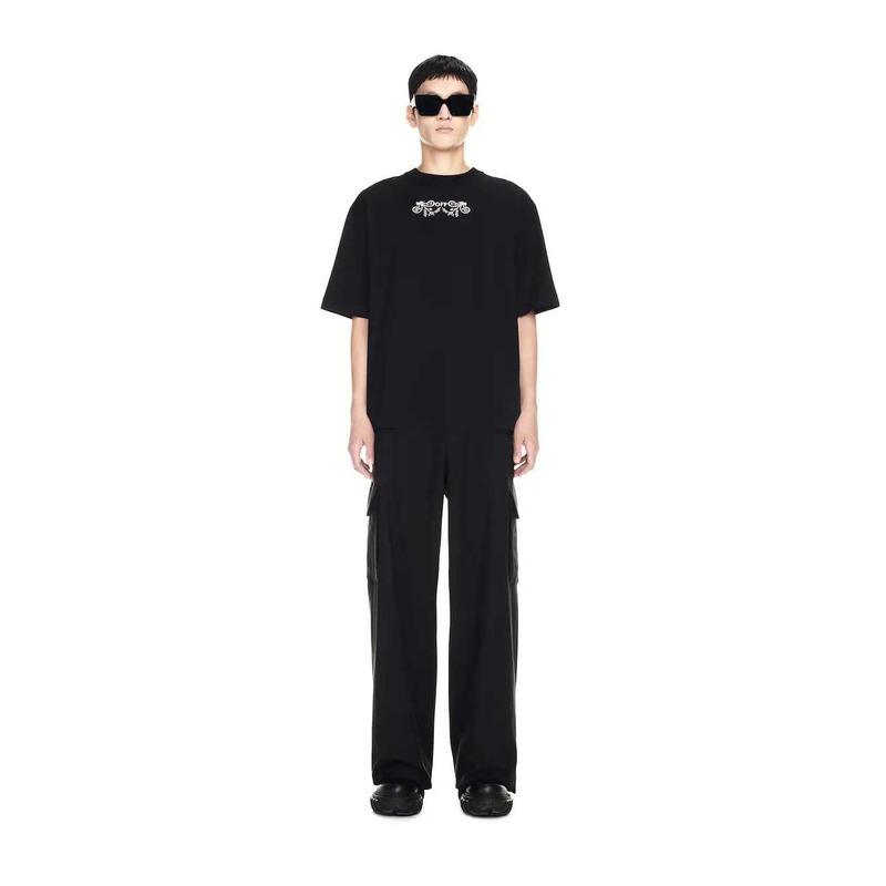 Off White Tattoo Print Arrow Loose T-Shirt Black