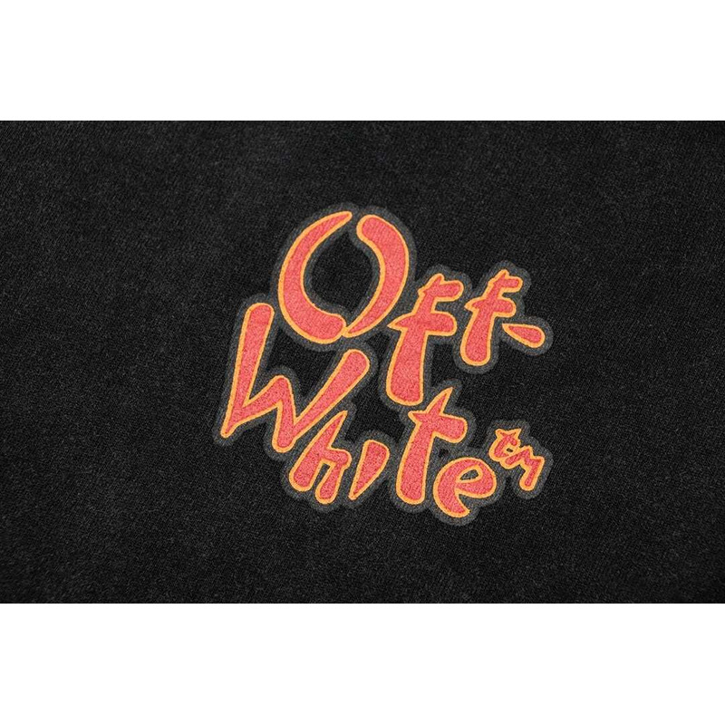 Off White Cotton T-Shirt Black