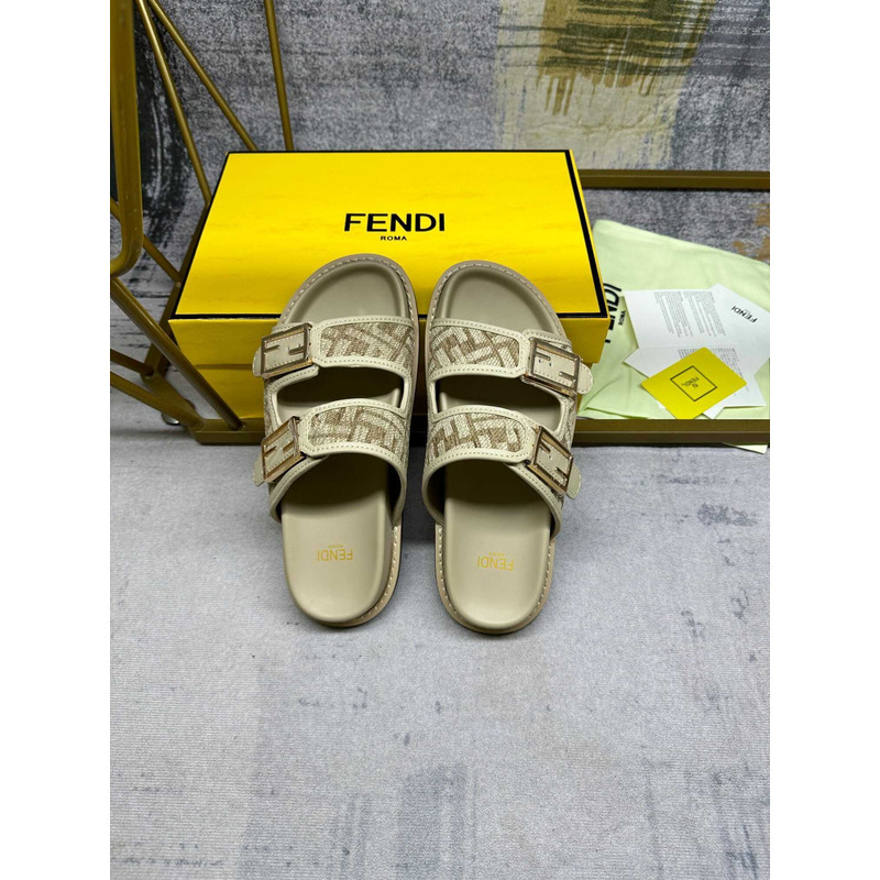 F**di chenille fabric jacquard suede ff sandals nuvola rock