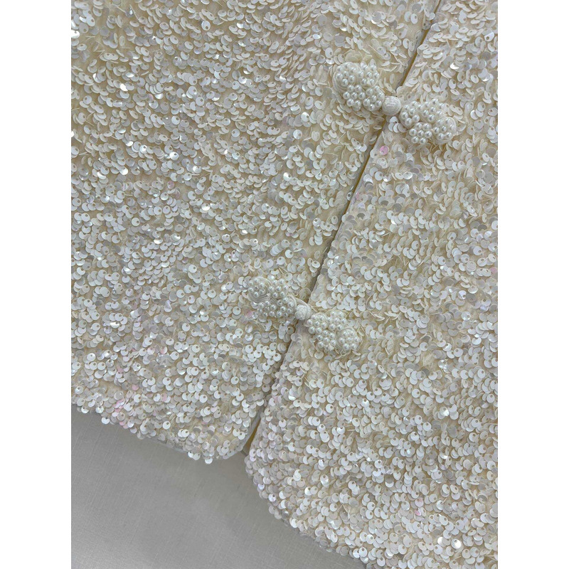 Ch*el sequin vest jacket white