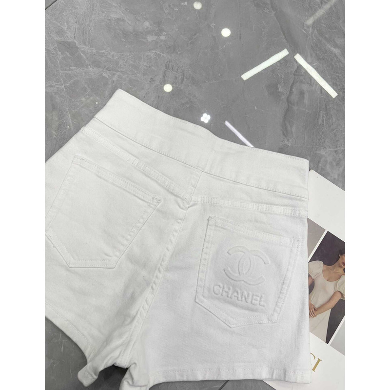 Ch*el denim shorts white