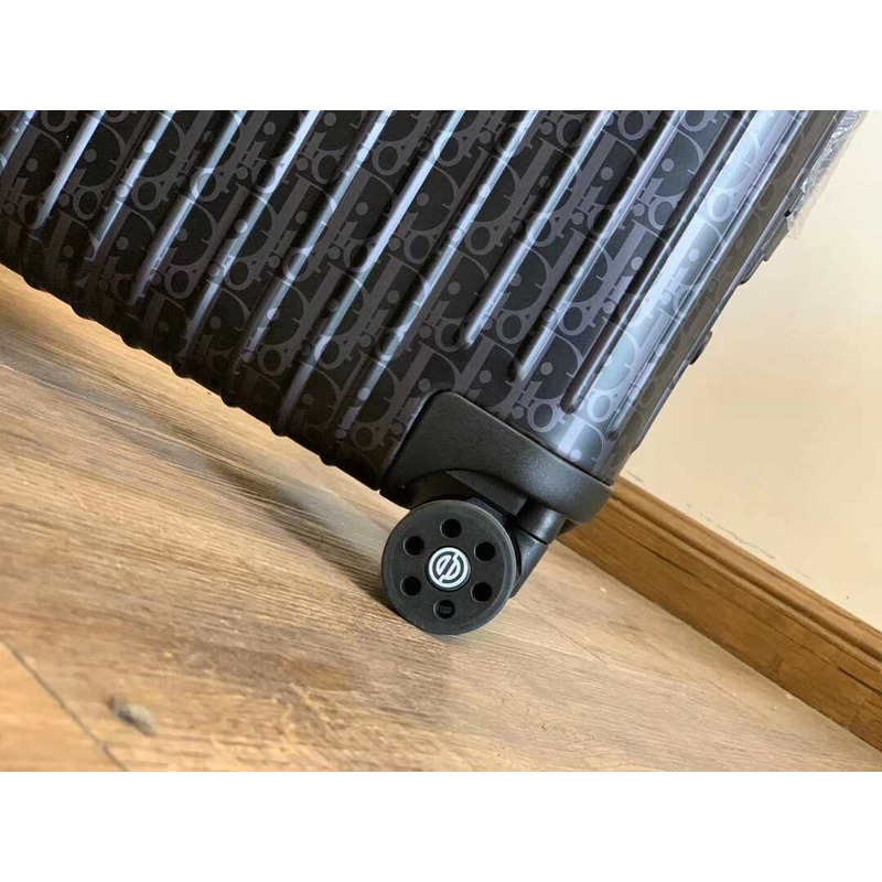 D*or D*or and rimowa carry-on luggage  black aluminum-magnesium oblique pattern
