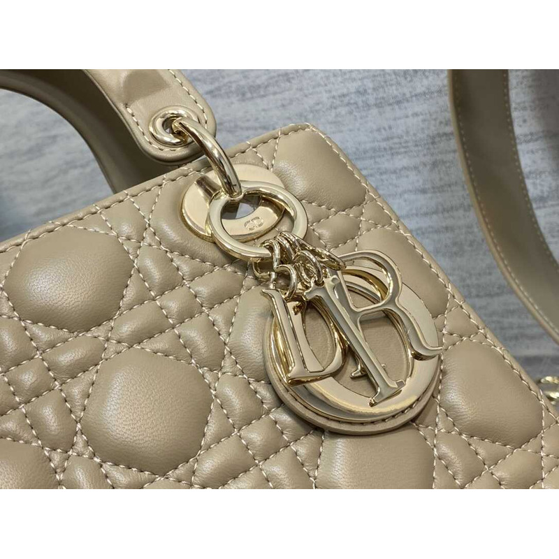 D*or small lady D*or my abcD*or handbag  vine print in sandy brown sheepskin
