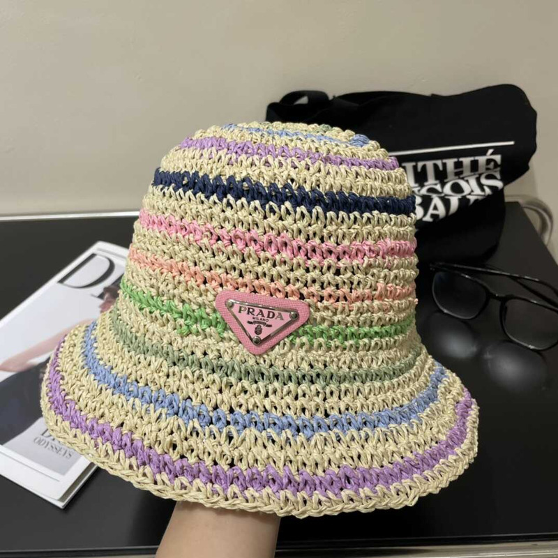 Pra*a woven fabric bucket hat in  multicolor