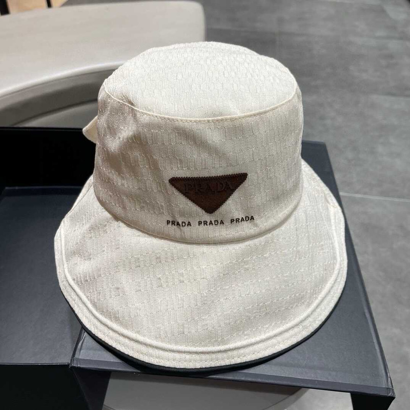 Pra*a bucket hat with bowknot white