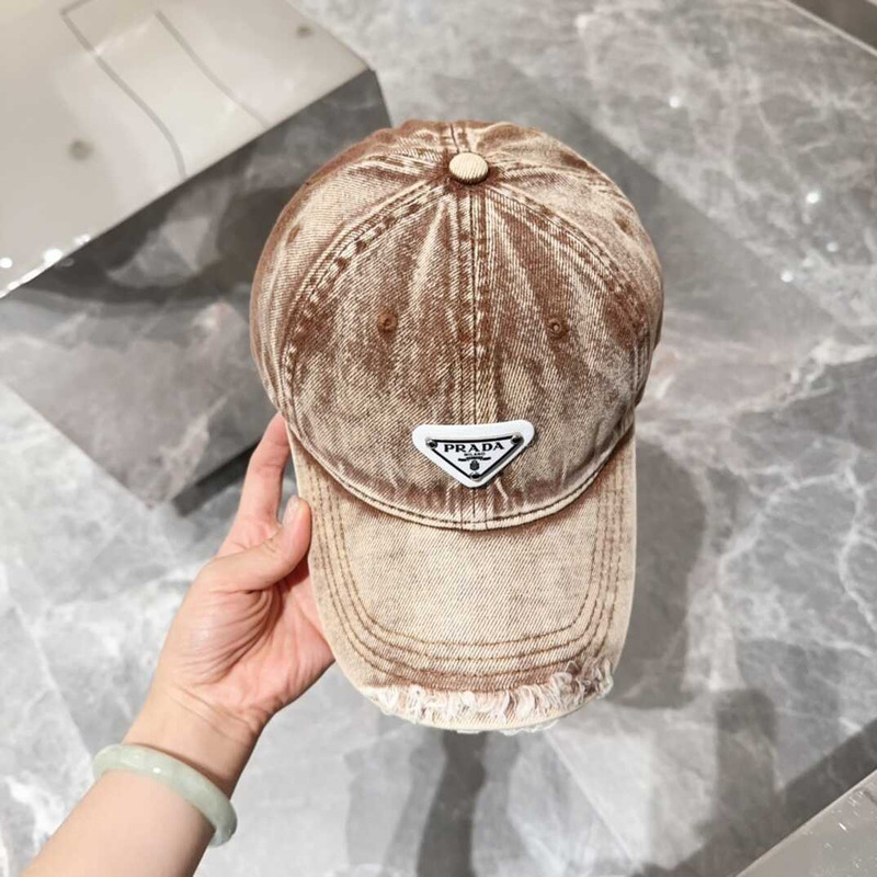 Pra*a denim baseball cap brown