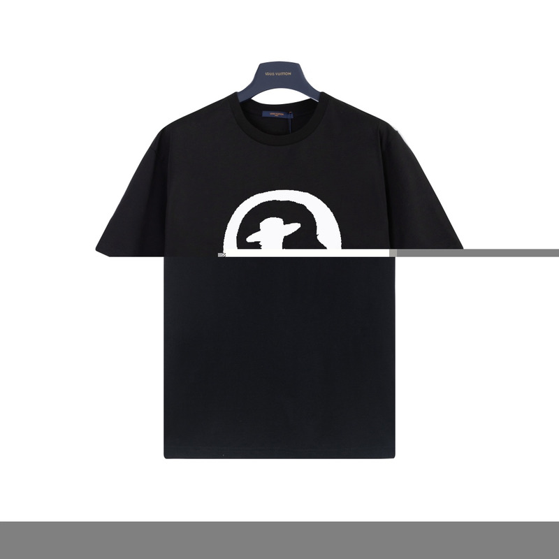 l**is V*t*n short-sleeved cotton intarsia crewneck in black