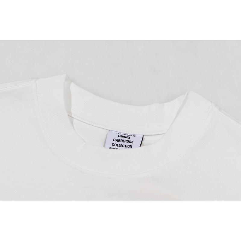 Vetements White Logo Printed Round Neck T-shirt