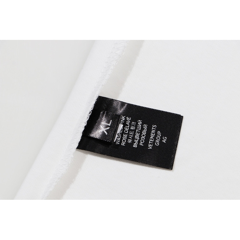Vetements White Logo Printed Round Neck T-shirt