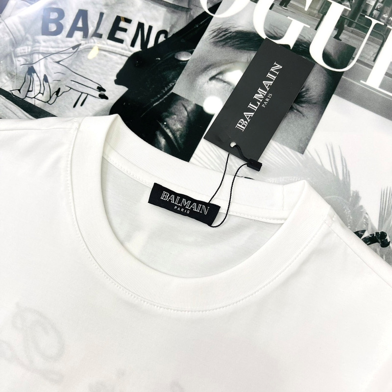 Balmain logo-embroidered cotton T-shirt White