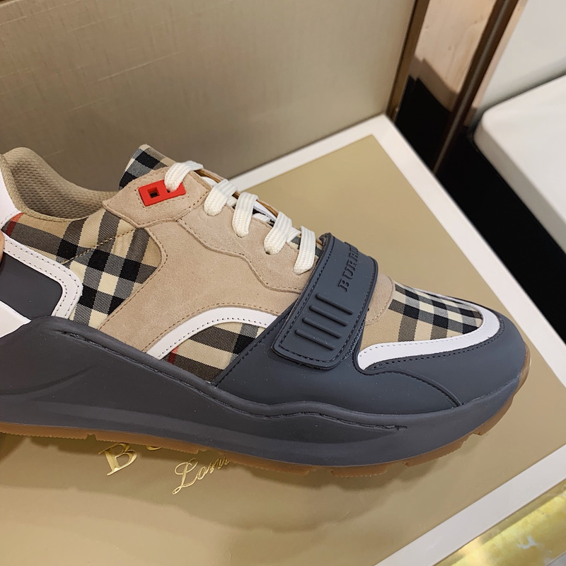 B**rry ramsey vintage check suede leather sneakers grey archive beige