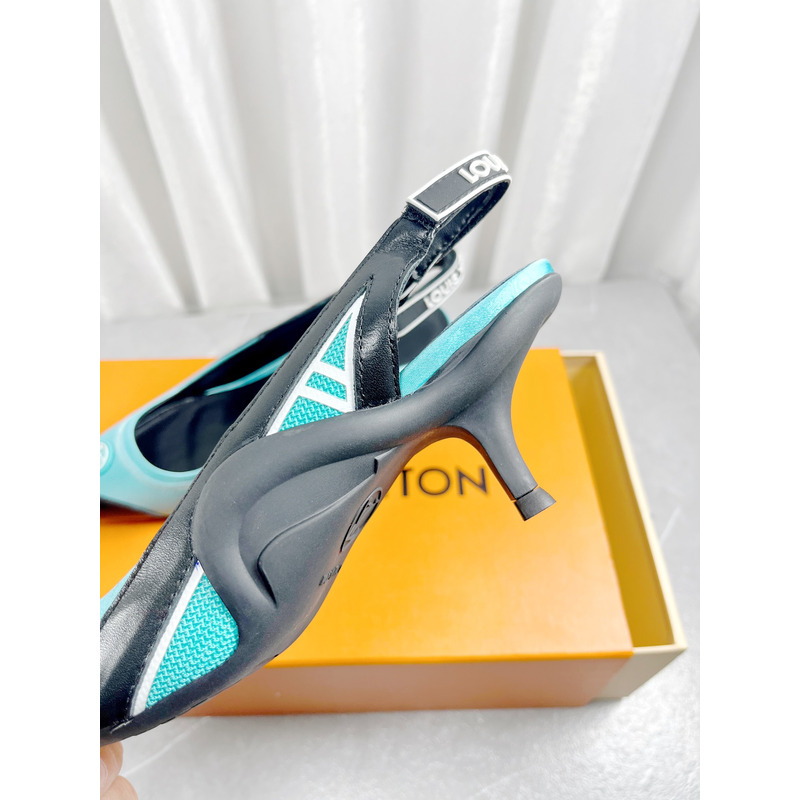 l**is V*t*n archlight slingback pumps leather and fabric
