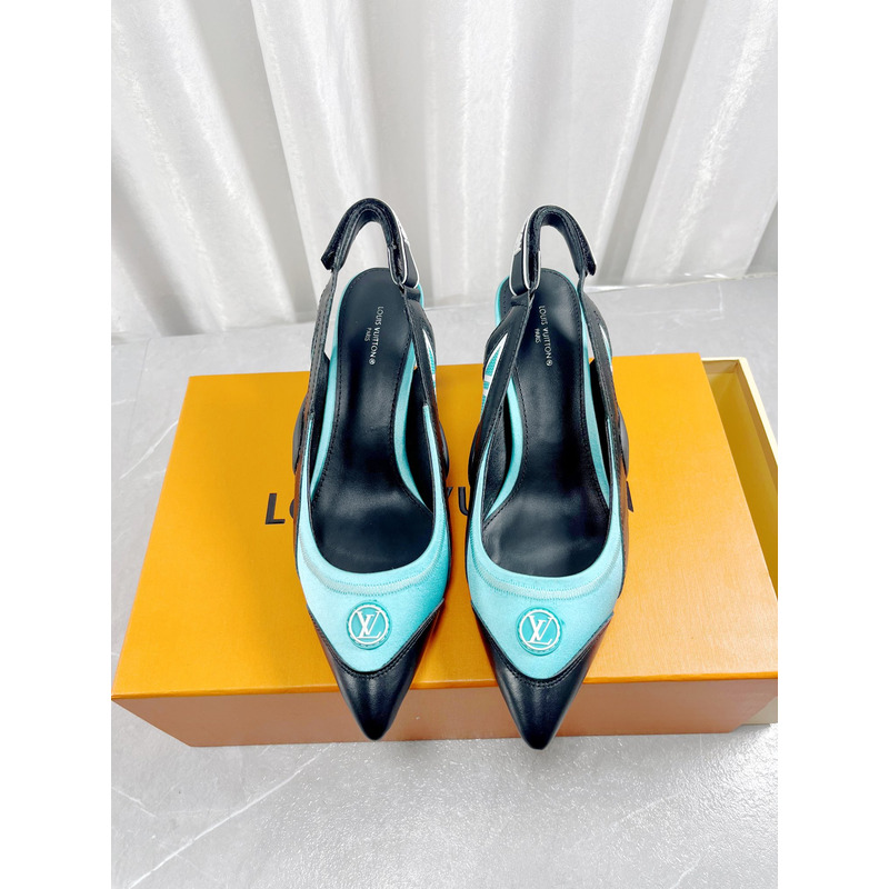 l**is V*t*n archlight slingback pumps leather and fabric