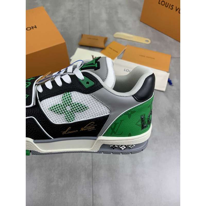 l**is V*t*n lv trainer monogram strap black white green