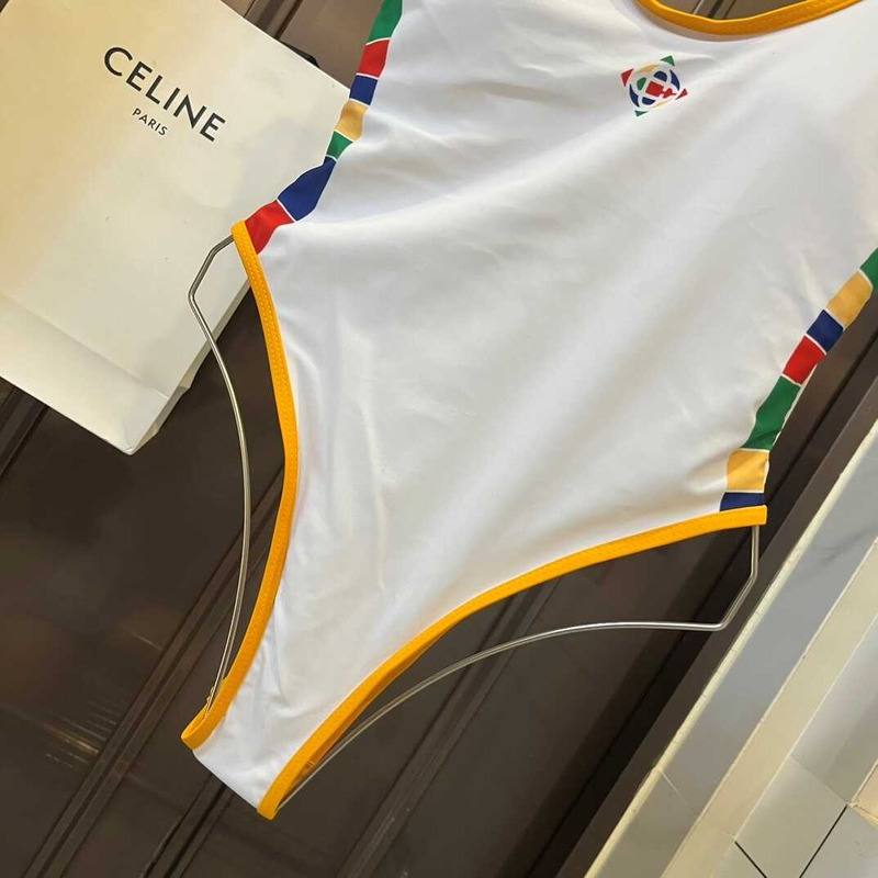 Casablanca Flag Logo One-Piece Swimsuit in White at Nordstrom