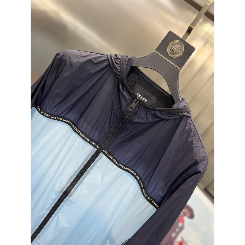 F**di windbreaker blue nylon jacket