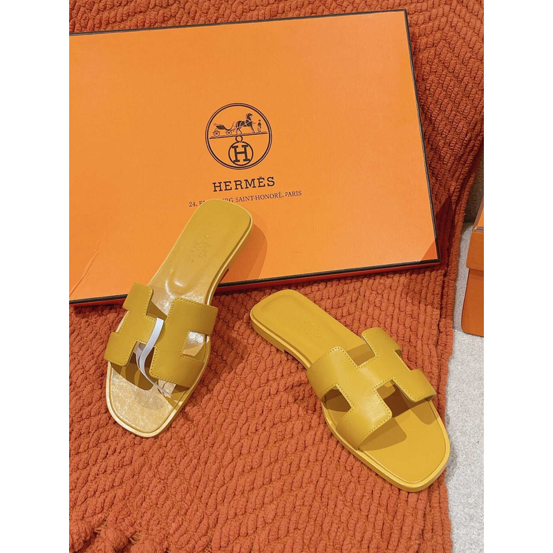 H**mes oran h sandals slippers classic yellow jaune citron