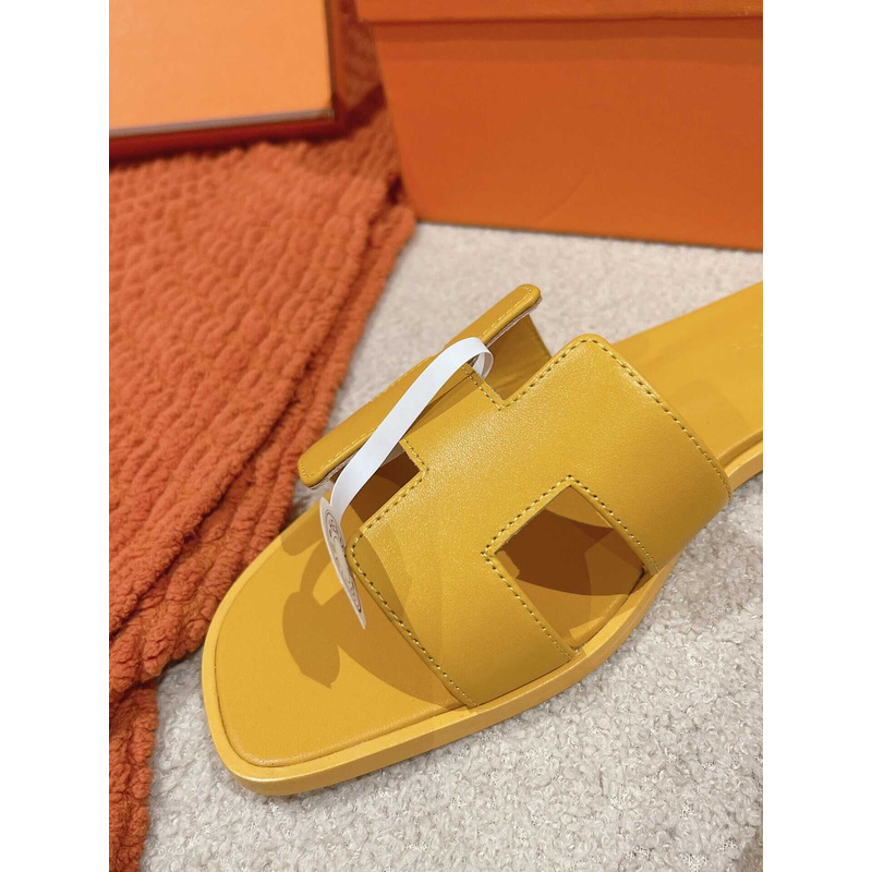 H**mes oran h sandals slippers classic yellow jaune citron