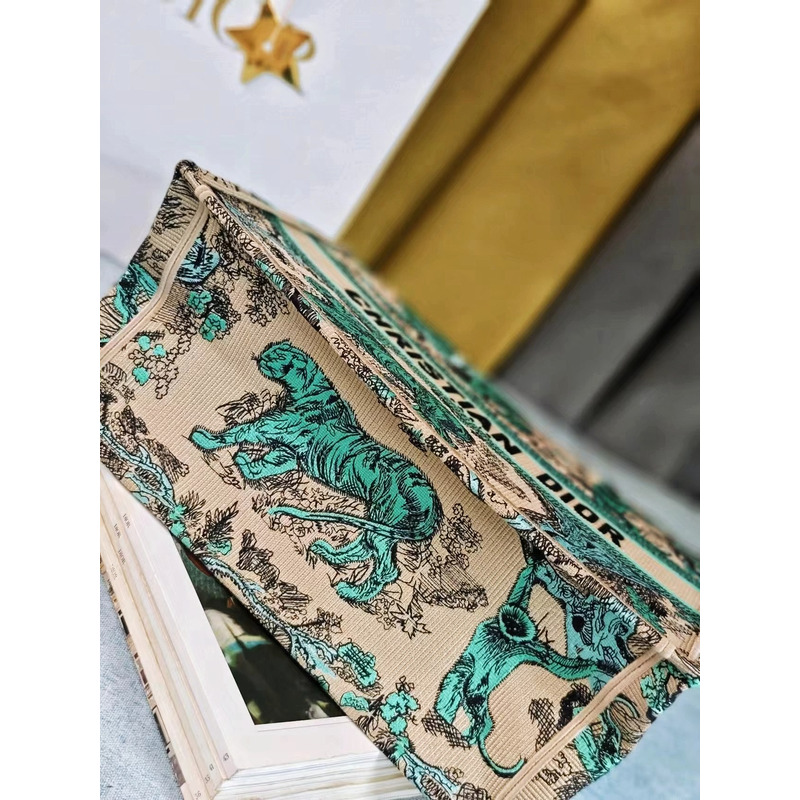 D*or medium D*oriviera D*or book tote embroidery beige and blue
