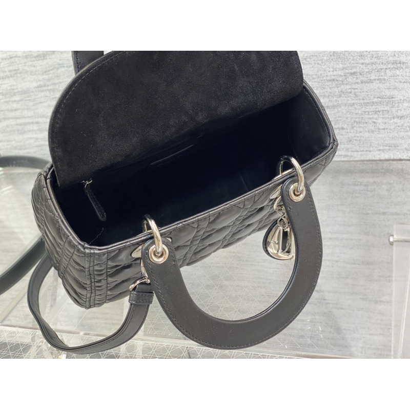 D*or medium lady D*or bag cannage lambskin black