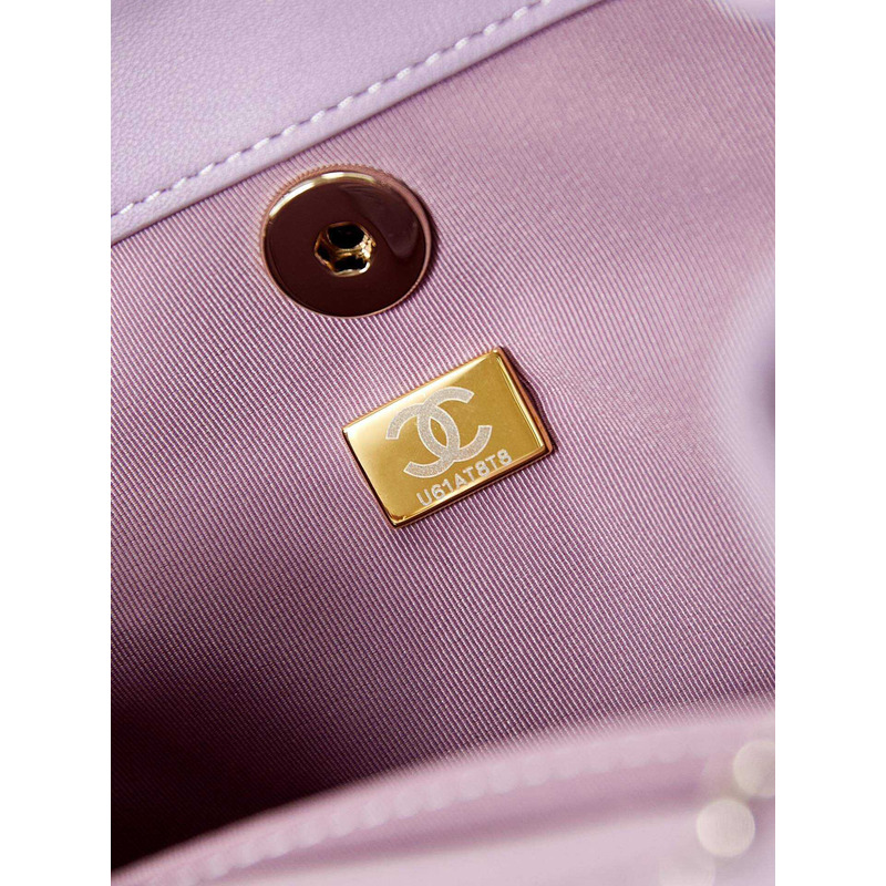 Ch*el small backpa calfskin & gold-tone metal purple