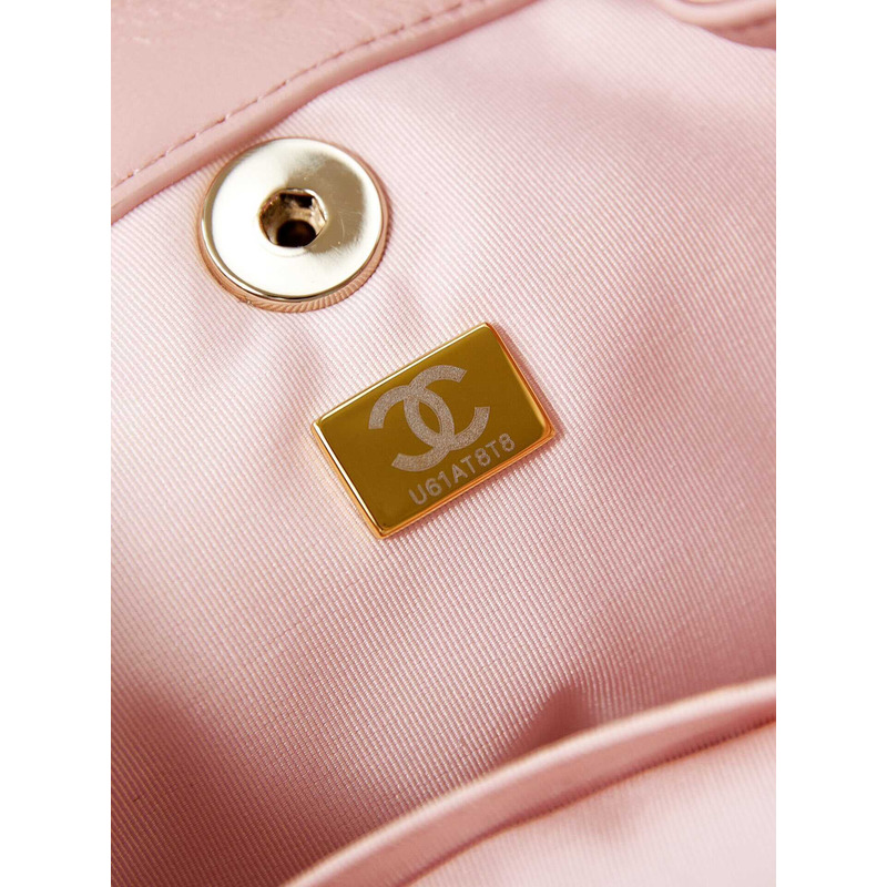 Ch*el small backpa calfskin & gold-tone metal pink
