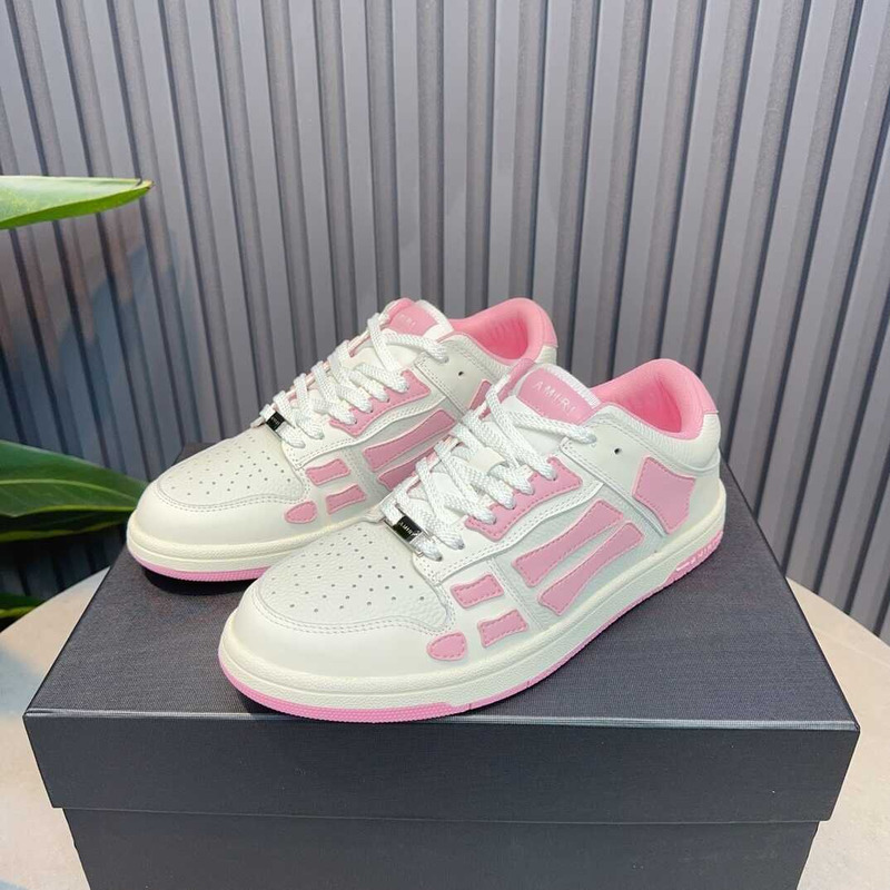 AMIRI White Pink Skeleton Sneakers
