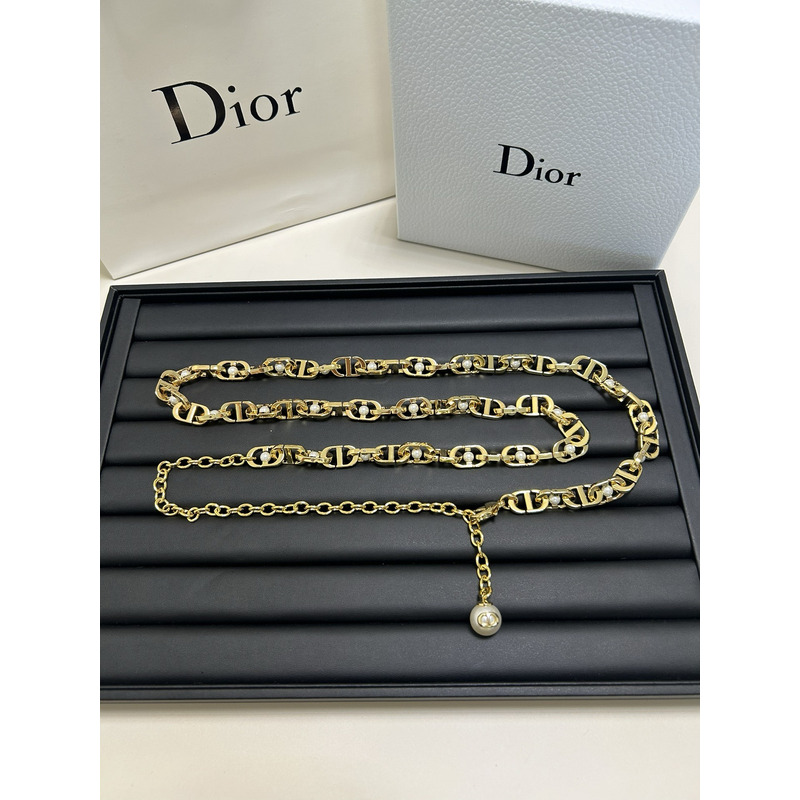 D*or montaigne jolie chain belt gold-finish meatal and white resin pearls