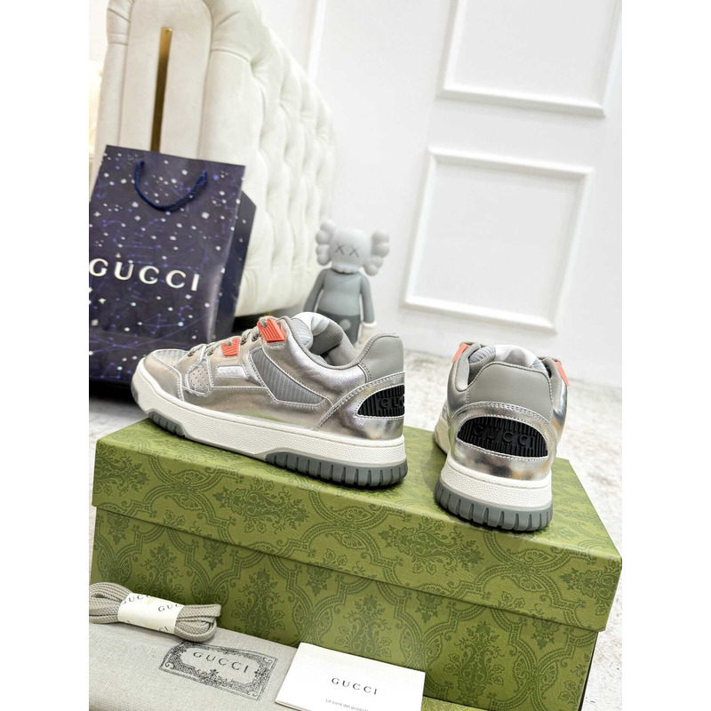 G*u*i interlocking g sneaker with leather silver