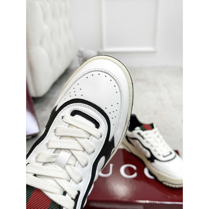 G*u*i re-web sneaker with white and leather piping black