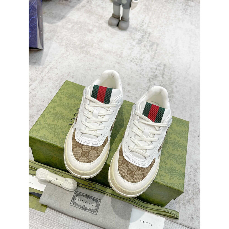 G*u*i re-web sneaker with classic gg canvas and leather white