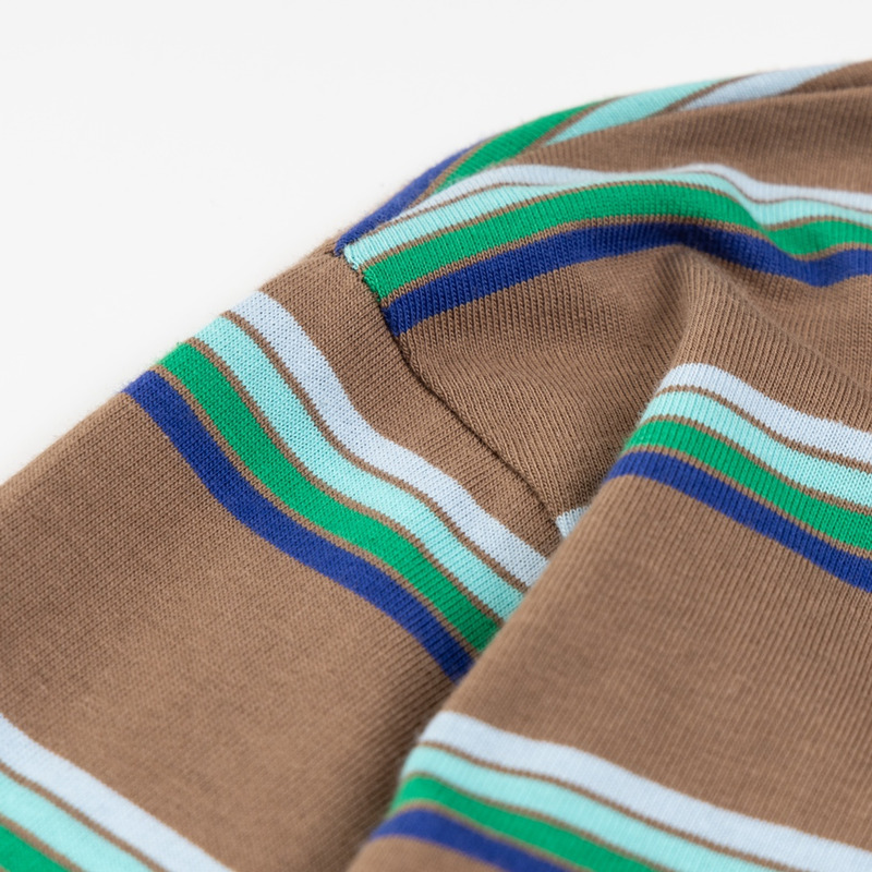 Miu Miu Jersey Polo Shirt Stripes Long-sleeved Cotton Brown